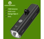 OFFBONDAGE Bike Front Light Rainproof USB Rechargeable Bicycle Light 1000LM Cycling Headlight LED 4800mAh Flashlight Bike Lamp
