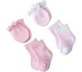 4 pares de hermosos mitones de algodón para bebé, calcetines maternos de color rosa, antiarañazos, antiarañazos, suministros faciales para niños, guantes para recién nacidos.