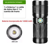 Powerful Led Flashlight Torch Xhp90 Tactical Torch Type-c Rechargeable White Laser Hand Lamp for Outdoor Camping