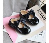 Princess Girls Shoes Toddlers Infants Leather Shoes Children's Flats With Ribbon Bow-knot PU Patent Leather Kids Mary Janes Soft