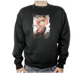 MERCHANDMANIA SUDADERA NEGRA ania spy family serie anime kawaii cute linda adulto poliester algodón sweatshirt yor loid forger