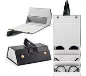 Estuche de viaje para gafas de sol, estuche plegable para gafas, estuche portátil para múltiples gafas para mujeres, hombres y niñas, color negro, 3 ranuras