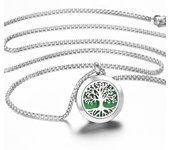 Flower of Life Stainless Steel Aromatherapy Necklace Diffuser Pendant Perfume Lockets Essential Oil Jewelry Titanium Steel Chain