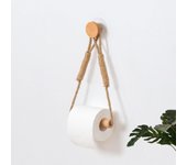 Portarrollos Higiénicos Autoadhesivos, Portarrollos Higiénicos sin Taladros, Toalleros Higiénicos, Toallero Rústico de Cuerda de Madera, Accesorios de Baño - Marrón