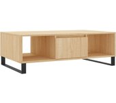 vidaXL Mesa de centro madera de ingeniería 104x60x35 cm Blanco, Blanco brillante, Roble Sonoma Mesita de Salón o Comedor o Auxiliar Mesa de Café Meuble Salón