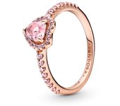 PANDORA Anillo de corazón de oro rosa Hengyao con diseño de corazón de amor en oro rosa, regalo de San Valentín para novia