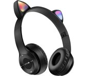 Auriculares de Gato con Luz LED Compatible con Tarjeta TF Conexión Bluetooth y por cable