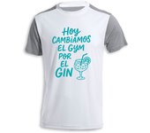 MERCHANDMANIA CAMISETA bicolor frase graciosa hoy cambiamos el gyn por el gin tshirt