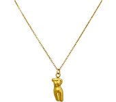 Peri'sBox Fashion Chic Creative Abstract Female Body Pendant Necklace for Women Gold Color Stainless Steel Necklaces Trendy 2022