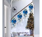 Guirnalda navideña preiluminada inalámbrica de 24 pulgadas, 6 guirnaldas navideñas artificiales con forma de lágrima, guirnalda navideña preiluminada con luces, nuevas decoraciones navideñas de 2024 para escaleras, decoración del hogar, porche y escaleras
