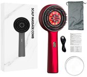 Shiatsu Electric Scalp Massage Comb - Red Light Therapy Hair Growth Treatment, Anti-Hair Loss Massaging Brush with Oil Applicator