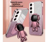 Luxury Plating Astronaut Holder Case For Samsung Galaxy S24 S23 S22 Ultra S20 S21 FE S10 Plus Note20 A14 A54 A14 Silicone Cover