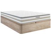 Vente-unique - Conjunto somier canapé 160 x 200 cm color natural claro + colchón de muelles ensacados y topper integrado esp.29cm - CANTERBURY de YSMÉE