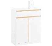 SoBuy Armario de Baño Cesto para Ropa Sucia con 1 Cesto 1 Puerta y 1 Cajón Blanco 71 x 33 x 85 cm BZR79-W ES