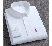 5XL Men's Oxford Long Sleeve Shirts 100% Cotton Solid Color Turn Down Collar Regular Fit Daily Men Clothing Button-down Shirts
