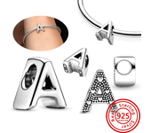 925 Sterling Silver Hollow Round A-Z 26 English Letter Alphabet DIY Beads Fit Original Pandora Charms Bracelet Fine Jewelry Gift