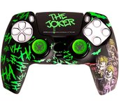 Fr-tec joker pack para mando ps5 de carcasa rigida + sticker para el touchpad + grips - brilla en la oscuridad - mejora la sensacion de tacto