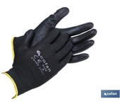 Guante 100%  poliest.impreg. pu negro t-10   caja 12 unid.