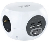 Regleta Nanocable 10.37.0001/ 3 Tomas de corriente/ 2 USB - 2 USB Tipo-C/ Cable 1.4m/ Blanca