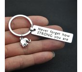 Inspirational Positive Energy Keychain, Elephant Never Don't Forget Strong Stainless Steel Keychain, Relatives And Friends Gifts