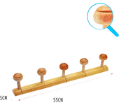 LILI HOME Percha Colgador de Madera con 6 Pomos 66.5 Cm
