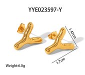 Encanto Pendientes de acero inoxidable de verano con combinación DIY de 26 letras irregulares y gordas , accesorio de joyería chapado en oro, material A-Z letras gruesas