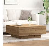 Mesa de café vidaXL Artisan 80x80x31 cm de madera de roble