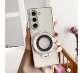 360° Magnetic Ring Holder Kickstand Plating Clear Phone Case for Samsung Galaxy Z Fold 6 5 4 3 Fold6 Fold5 Fold4 Fold3 5G Cover