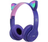 Cute Cat Ear Headphones with RGB LED Light Wireless Headset Kids Girls Stereo Phone Music Bluetooth Headset PC Gamer Gift