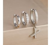 3PCS A-Z Letters Hoop Earrings Set For Women Fashion Stainless Steel Alphabet Huggie Cartilage Earring Piercing Jewelry Aretes