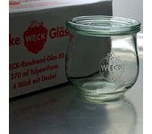 Weck RR80 - Juego de 6 tarros de conservas (370 ml, con tapa de cristal), diseño de tulipán