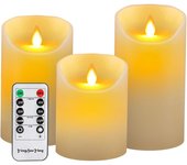 Velas LED, velas sin llama de 4, 5 y 6 pulgadas, velas de cera real a batería, control remoto de 10 teclas con función de temporizador de 24 horas