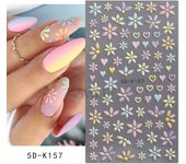 5D Embossed Flower Colorful Nail Stickers Simple DIY Wildflower Sliders Sunflower Daisy Spring Engraved Art Manicure Decals