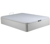 Vente-unique - Somier canapé ONIRY de piel sintética de YSMEE - 160x200cm - Blanco mate
