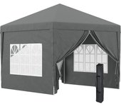 Outsunny Carpa Plegable con 4 Paredes Desmontables 3x3 m Cenador de Jardín Gazebo Impermeable Protección UV y Bolsa de Transporte Pabellón para Recepción Eventos Camping Cerveza