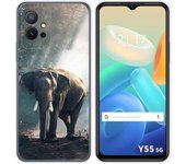 Funda Silicona para Vivo Y55 5G diseño Elefante Dibujos