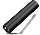 Linterna potente, linterna con zoom y llavero LED portátil con cable de carga USB y carga de teléfono móvil, adecuada para montar de noche, acampar, etc.
