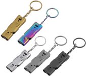 5 Pieces Survival Whistle Double Tube Survival Whistle Lifeguard Whistle Emergency Whistle Rescue Whistle Silver Stainless Steel Travel Whistle Suitable for Camping