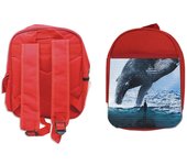 MERCHANDMANIA PACK MOCHILA ROJA Y ESTUCHE ballena gigante salto oceano mar azul school material pez agua pesca