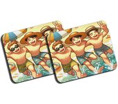 MERCHANDMANIA PACK 2 ALFOMBRILLAS GRANDES playa amigos fiesta tumbona arena agua mousepad raton