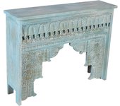 CONSOLA MADERA TALLADA TURQUESA HM181070 FIJALO