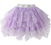 VIKITA Girls Butterfly Sequins Appliqued Skirts Kids Purple Irregular Performance Prom Gown Party Princess Cute Cake Mini Skirts