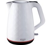 Adler AD1277W Hervidor Agua Eléctrico, 1,7 L, Resistencia Oculta, Inalámbrico, Apagado Automático, Base 360º, 2200W, Blanco