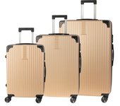 DAM Juego de 3 maletas Trolley, en material ligero ABS de alta resistencia con esquinas reforzadas. Cerradura numérica y 4 ruedas dobles extraíbles y giratorias 360°.  52x31x78Cm