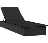 vidaXL Tumbona 1 ud con cojín ratán sintético 201x55x62 cm Gris, Negro, Sillas de Exterior Ideal para jardín, playa, piscina, terraza Tumbona Piscina Tumbonas Playa Tumbonas Jardín Exterior