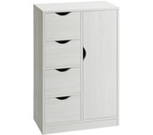 HOMCOM Armario de Salón Aparador Auxiliar con 4 Cajones 1 Puerta y Estante Interior Mueble de Almacenaje Multiusos para Baño Dormitorio Comedor 54x29x83 cm con Grano de Madera