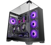 Mars Gaming MC-VISION, Caja Gaming ATX, Triple Cristal Templado Continuo Sin Marco, Estructura Doble Cámara, Compatible con Placas Base de Conector Inverso, Soporte Total Refrigeración Líquida, Semitorre PC Negra o Blanca