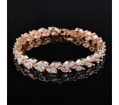 2024 New Trendy Leaves Rose Gold Silver Color Bracelet Bangle for Women Anniversary Gift Jewelry Wholesale Moonso Bulk S5878