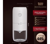 Molienda Automática Ajustable ,Carga USB,Ideal para Casa y Exterior