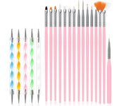 Juego de 15 pinceles para pintar uñas acrílicas Y 5 Agujas para punteado de uñas, juego de pinceles de Diseño para pintar uñas